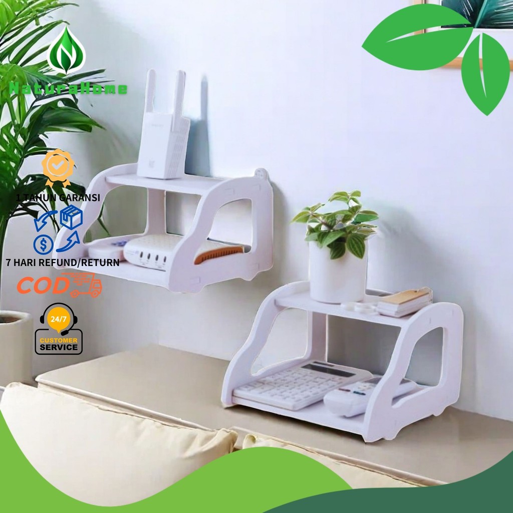 Jual NaturaHome - Rak Dinding/Meja Double Ambalan Dekorasi Router Modem ...