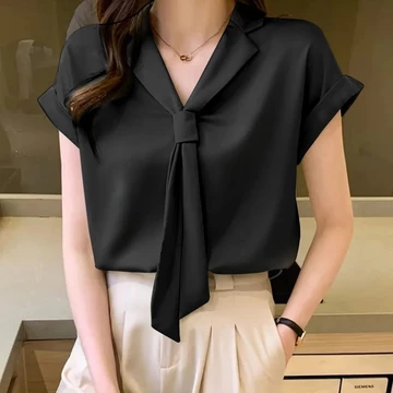 Blouse Wanita Style Korea Model Hyesun Lengan Pendek Atasan Polos Basic Casual Jumbo Big Size