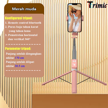 Trimic 170cm Selfie Stick Tongsis Tripod 7 Tombol Bluetooth Remote Control Tongkat Selfie