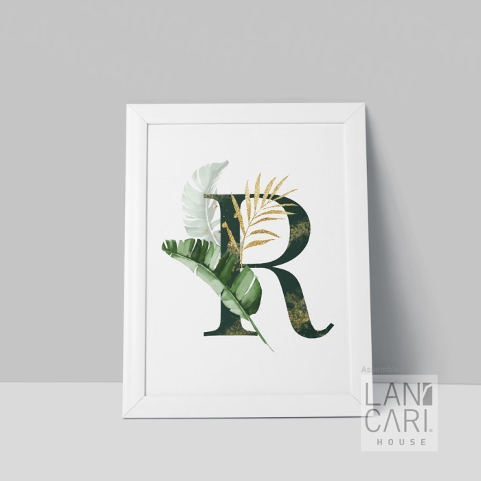 Jual Inisial Art R Dekorasi Nama Ulang Tahun Name Sign Floral Frame ...