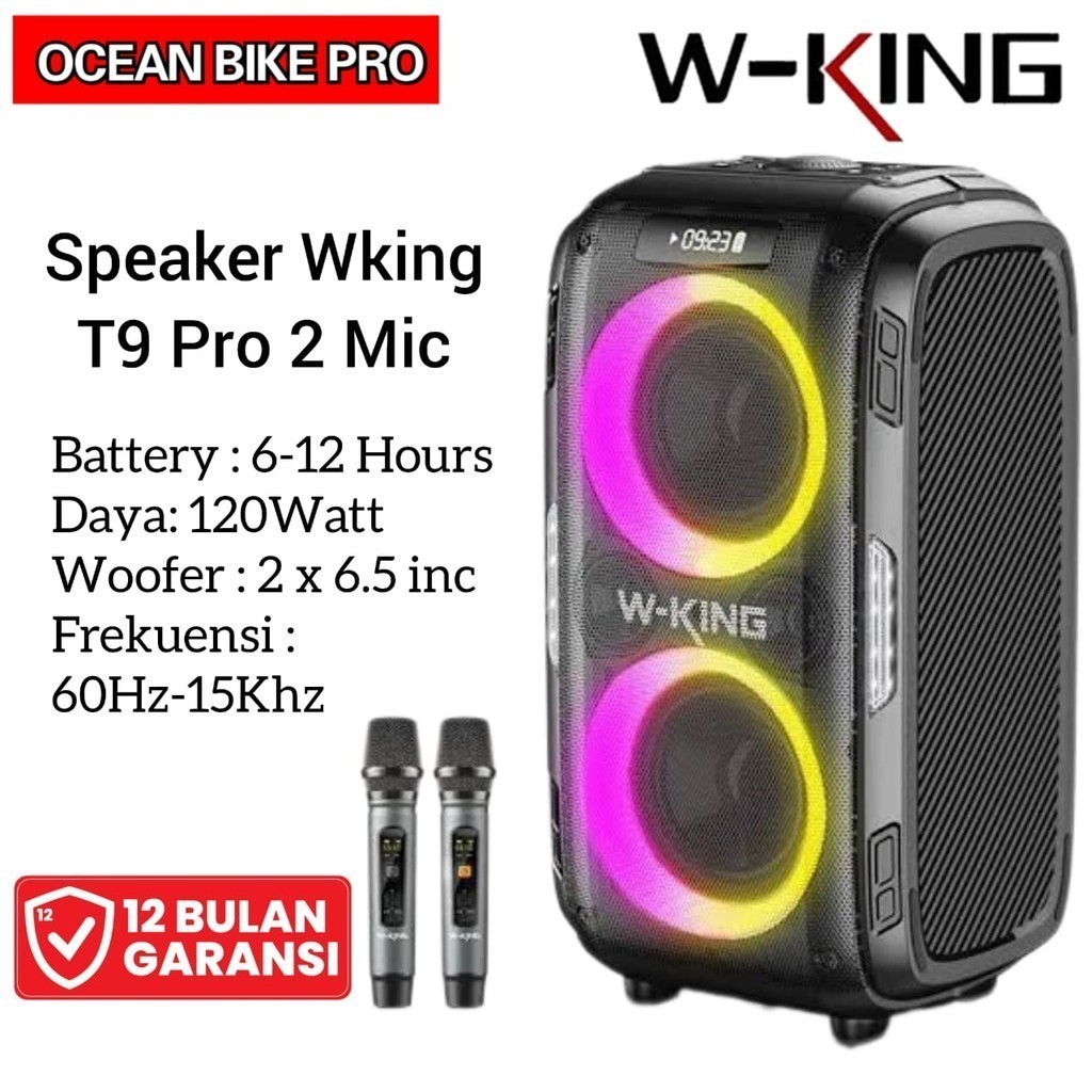 Jual Wking Speaker Bluetooth Karaoke T9 Pro 2 MIC Portable Wireless