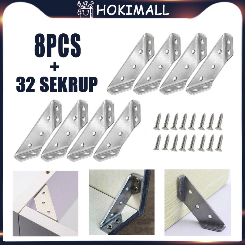 Jual 8PCS Bracket Konektor Sudut/ Furniture Corner Connector/Sudut ...