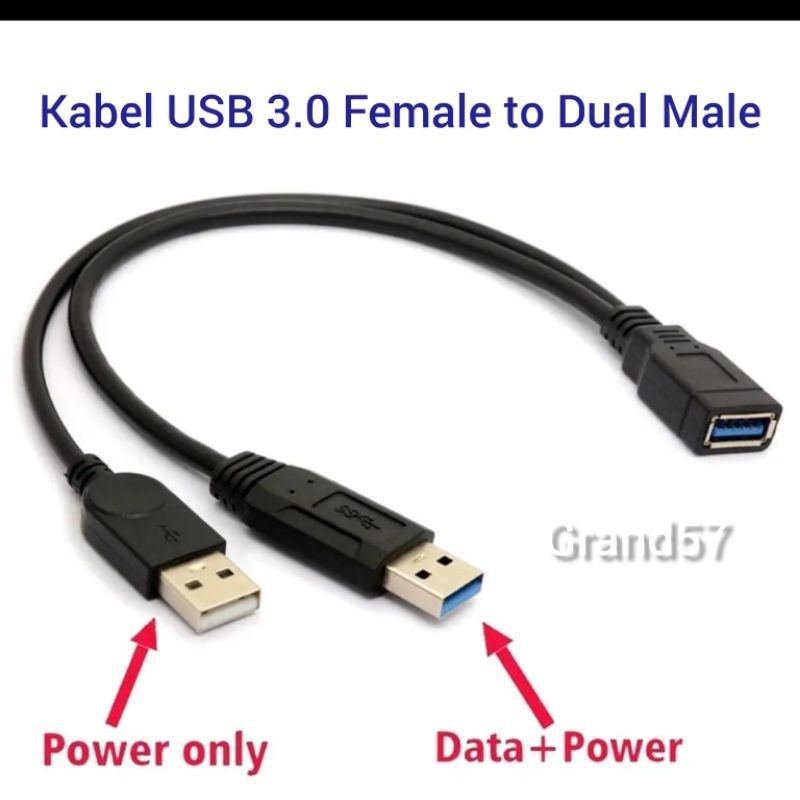 Jual Kabel USB 3.0 Female To Dual USB Male 2 Dual Male Splitter Y ...