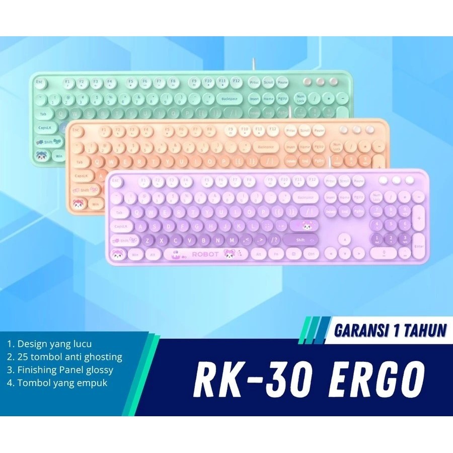 Jual Robot RK30 Wired Keyboard Portable RK-30 Office Keyboard Laptop PC ...