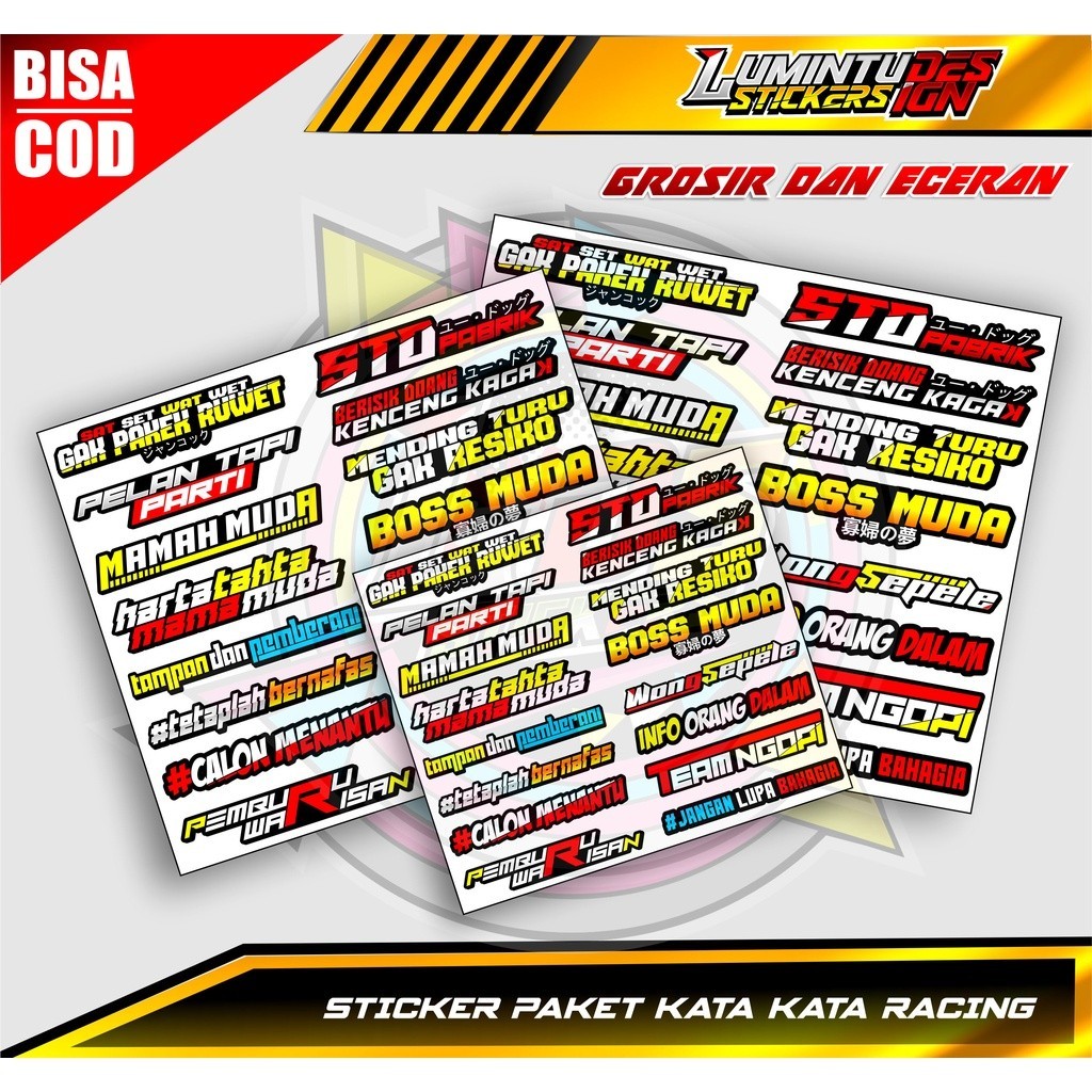 Jual Stiker Pack Kata Kata Racing / Stiker Viral / Stiker Racing ...