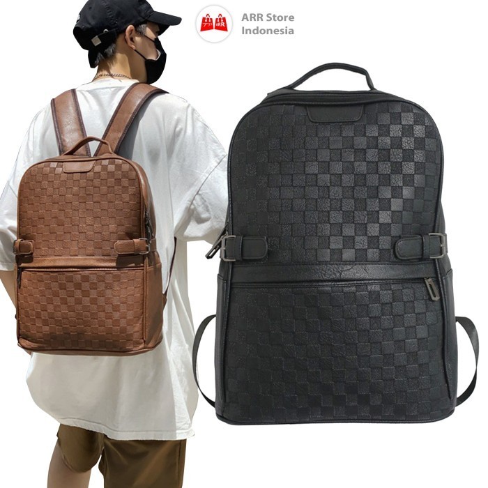 Jual Tas Ransel Kulit Waterproof PU Leather Pria Wanita Unisex Ransel ...