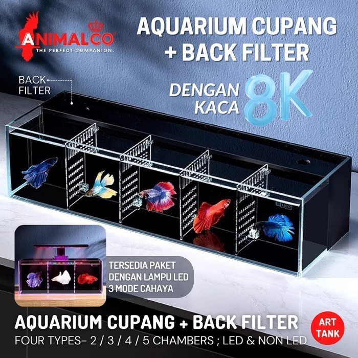 Jual Aquarium Cupang LED Sekat / Aquarium Ikan Mini/ Aquarium Mini ...
