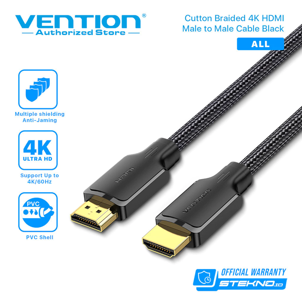 Vention Kabel HDMI 2.0 4K Male To Male Cotton Braided High Speed Quality 12 - 20M