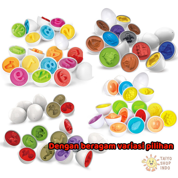 Jual TAIYO Mainan Anak Matching Eggs 6 pcs Shape Color Sorter ...