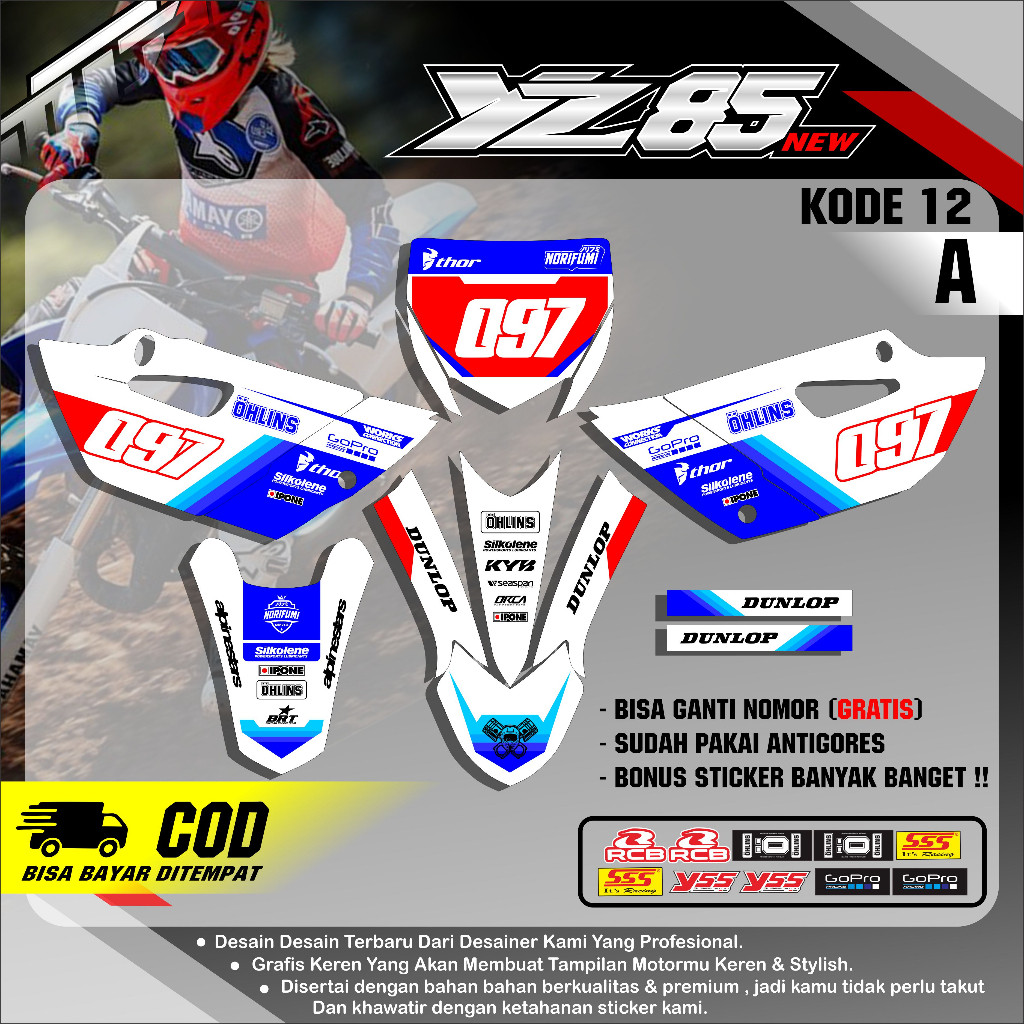 Jual Sticker Striping Stiker Decal Variasi Lis Semi Full Yamaha YZ 85 ...