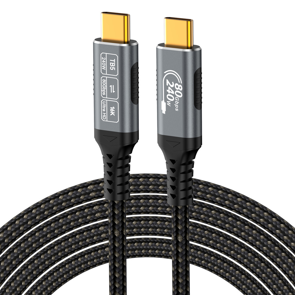 USB-C-Kabel 80 Gbps Mit 90° Winkelstecker – Thunderbolt 5 Kompatibel, 240W Laden, 8K/16K Video, 0.3m Kurz