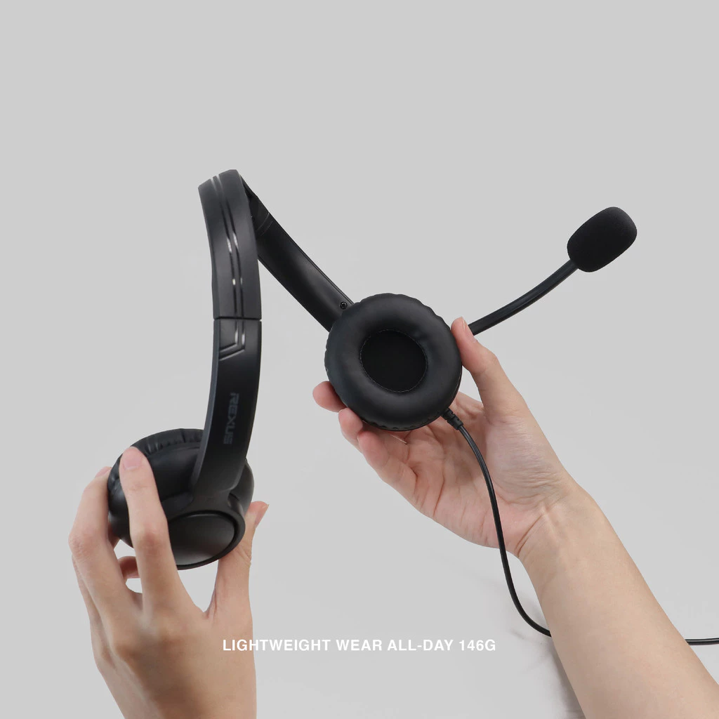 Rexus WO2 Headset Stereo Lightweight - Headband Adjustable & Single Jack 3.5mm