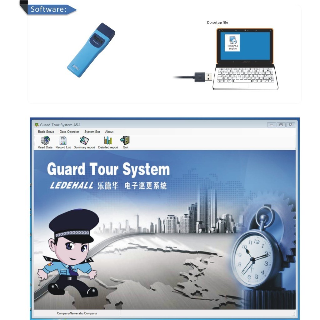 Jual DH-686 125KHZ RFID guard tour system guard patrol management ...