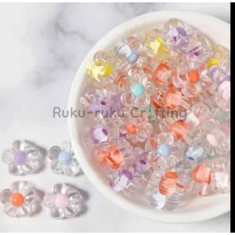 Jual Mote Bunga Isi Manik Isi Mote Bening Warna Doff Bahan Kerajinan ...