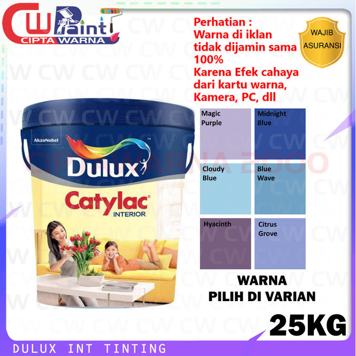 Jual Dulux Catylac Tinting Cat Tembok Dinding Interior Biru Blue Ungu 25kg Shopee Indonesia 7989