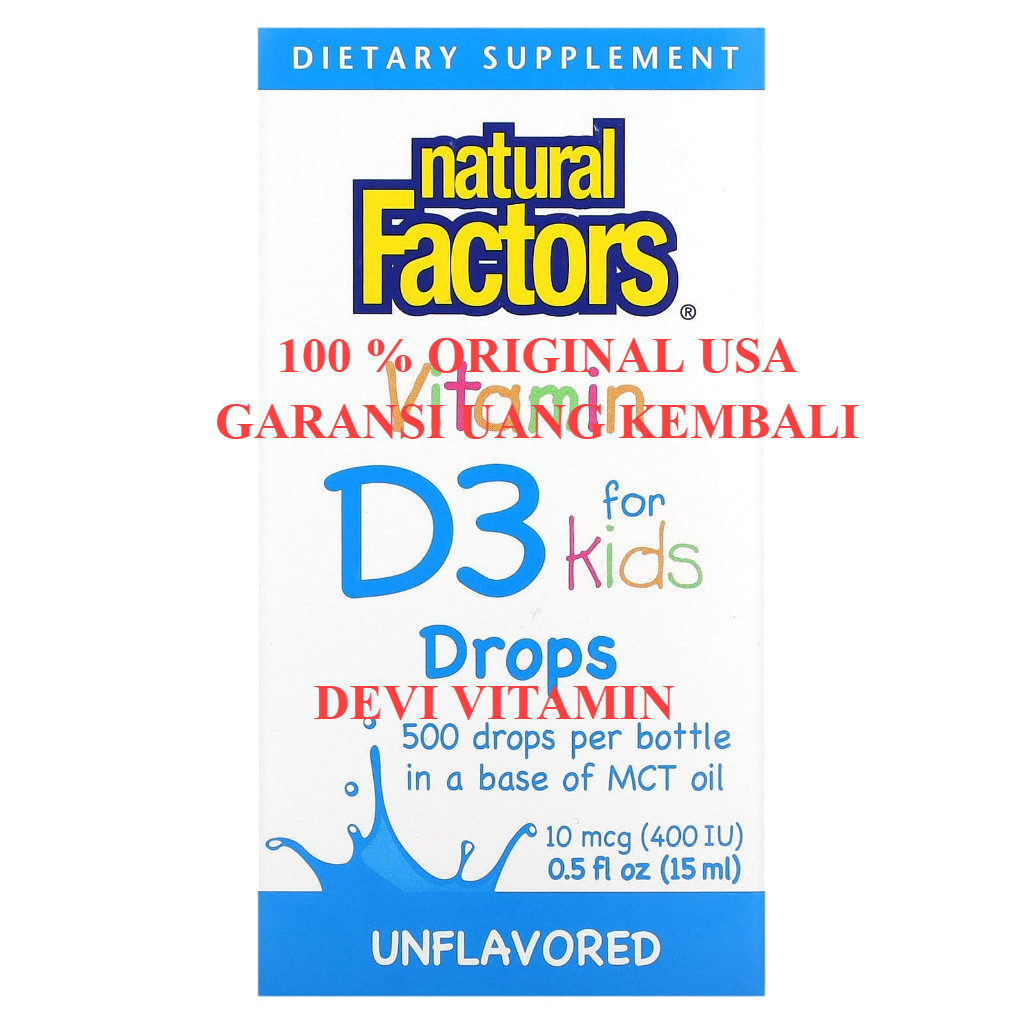 Jual Natural Factors vitamin D3 for kids drops liquid cair 100% ...