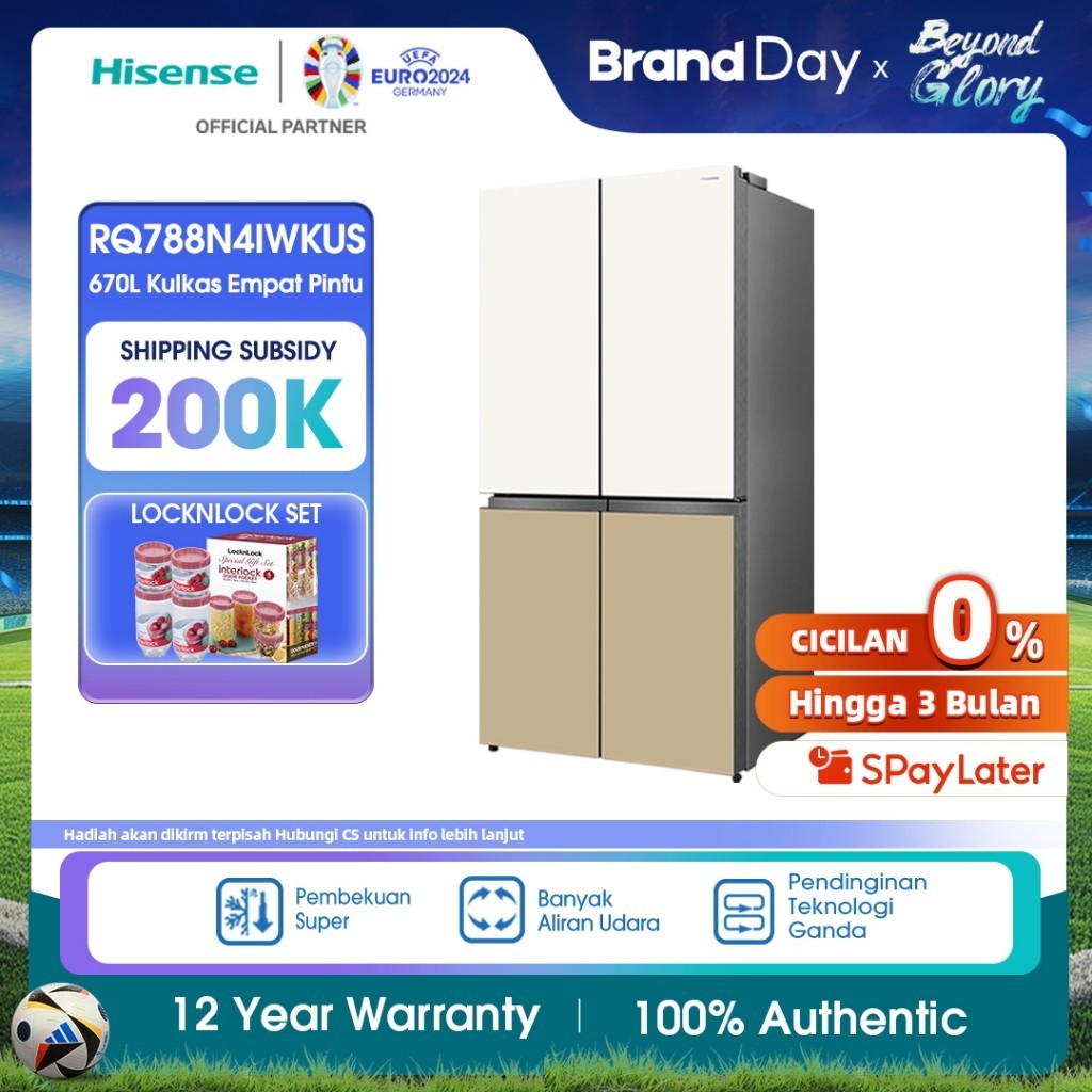 Jual Hisense Kulkas 670L 4 Pintu Side by Side Refrigerator 4 Door