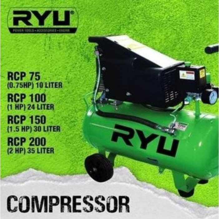 Jual RYU COMPRESSOR 10 LITER 0.75 HP - 1 /MOTOR PENGGERAK/KOMPRESOR ...