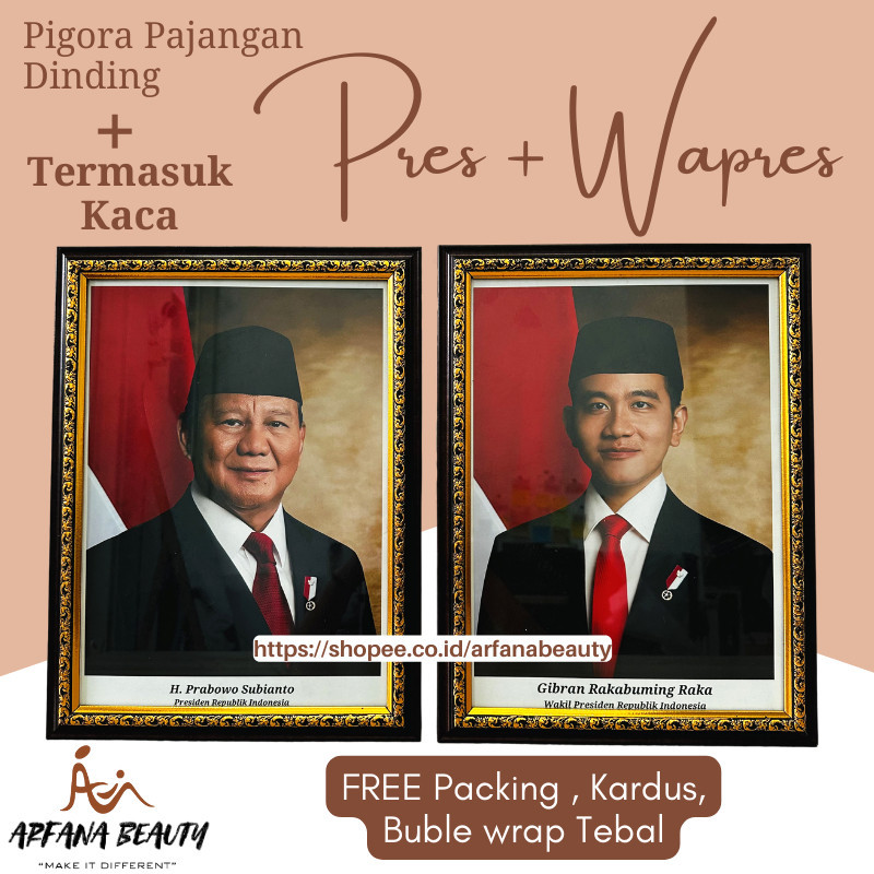 Jual Pigura Cetak Foto Gambar Presiden Dan Wakil Pak Prabowo Subianto ...