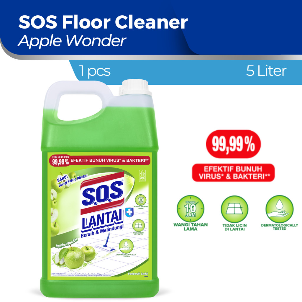 Jual SOS Floor Cleaner Pembersih Lantai Jerigen / Jerrycan 5Liter Apple ...