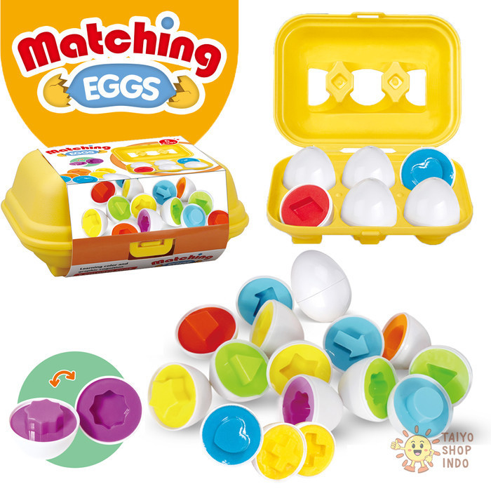 Jual TAIYO Mainan Anak Matching Eggs 6 pcs Shape Color Sorter ...