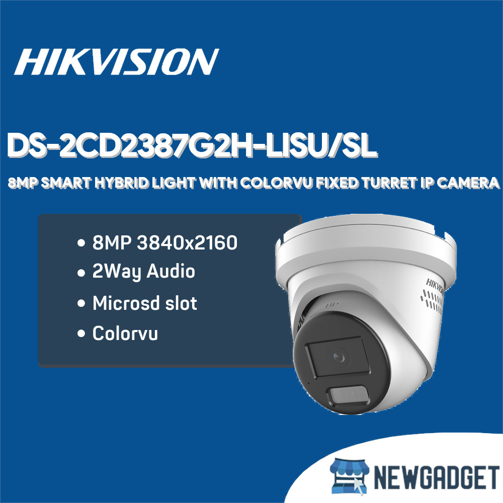 Hikvision DS-2CD2387G2H-LIU 4K 8MP ColorVu IP Camera With Smart Hybrid Light & Mic