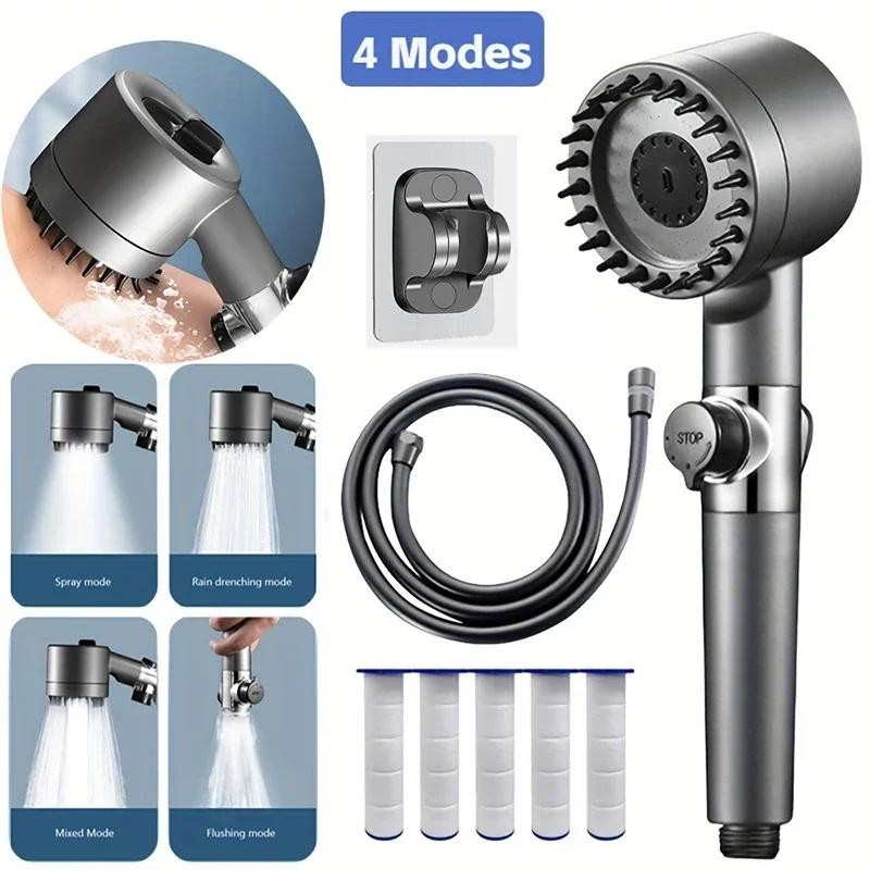Jual 4 Modes Shower Head High Pressure Showerhead One-Key Stop Water ...