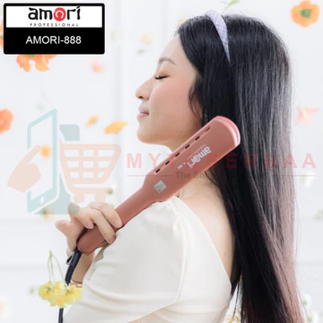 AMORI 888 Catokan Rambut Plat Lebar (Wide Plate Super Smooth Titanium Ionic Plate) MY