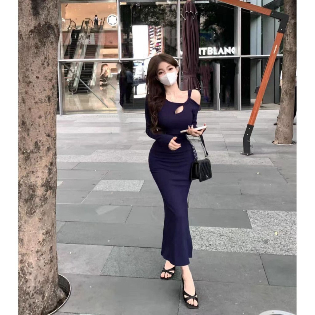 off white lace dress Marisa Off-Shoulder Long Sleeve Lace Gown main image 0