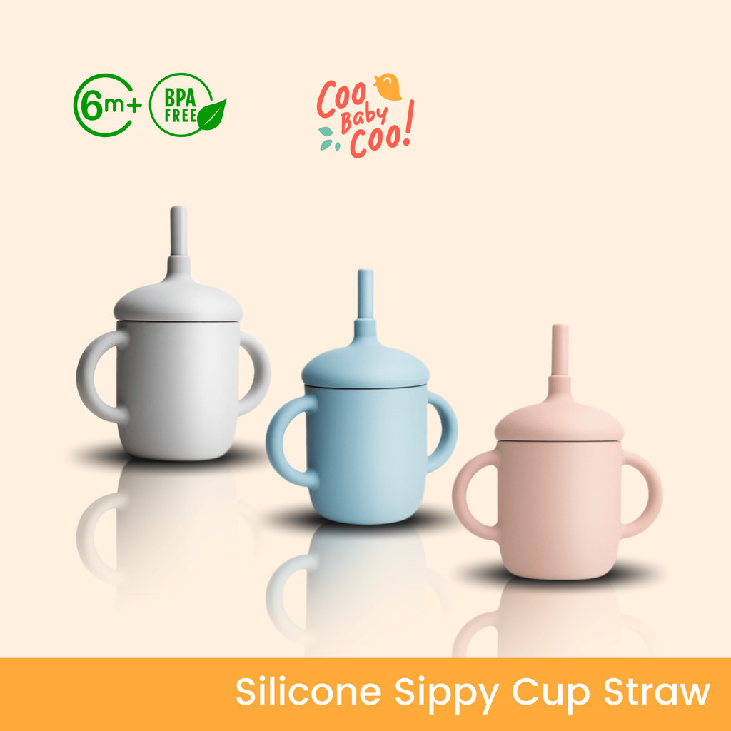 Jual Silicone Sippy Cup with Straw for Baby