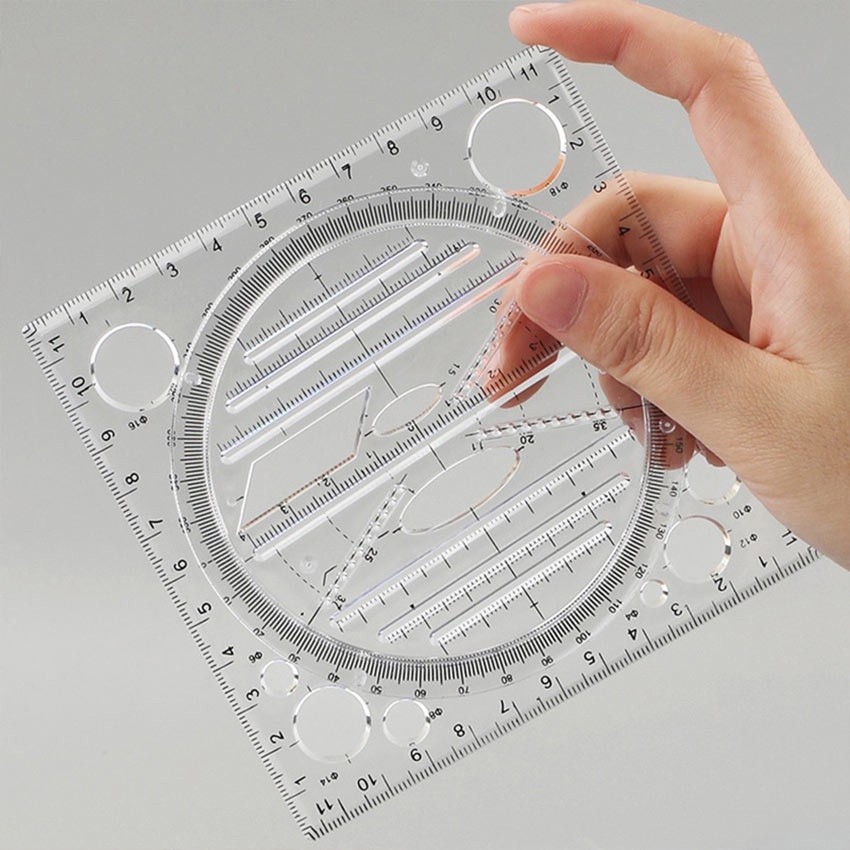Jual Penggaris Multifungsi Rotasi 360° Drawing Ruler / Mal Putar Gambar ...