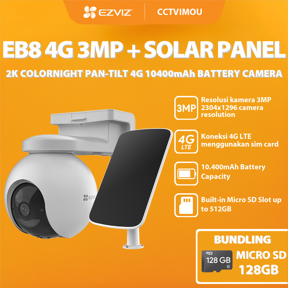 Jual EZVIZ EB8 3MP 2K COLORNIGHT PAN-TILT 4G LTE BATTERY CAM + SOLAR ...