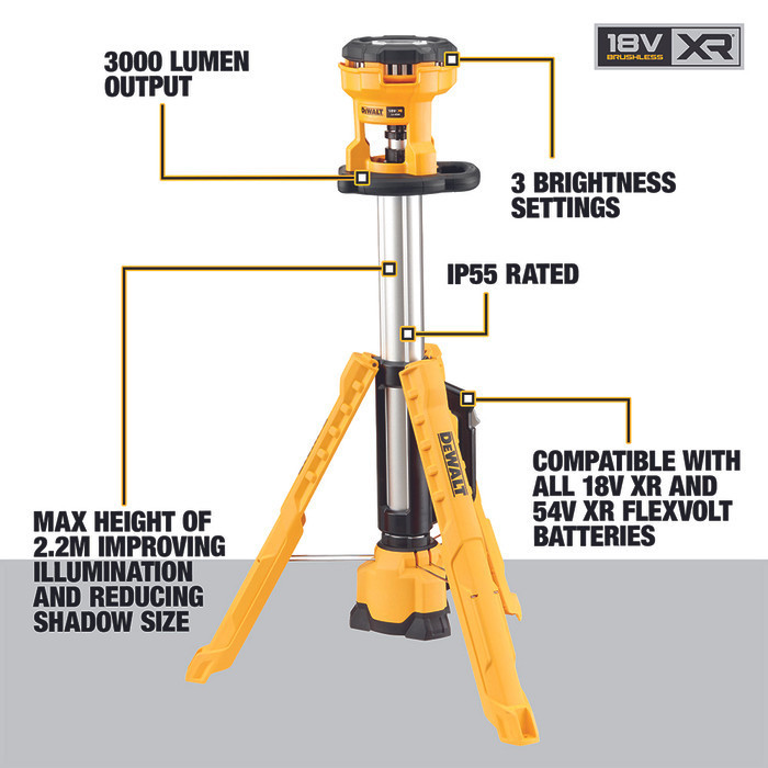 Jual Dewalt Cordless Tripod Light / Lampu Sorot Tripod Baterai 20Volt ...