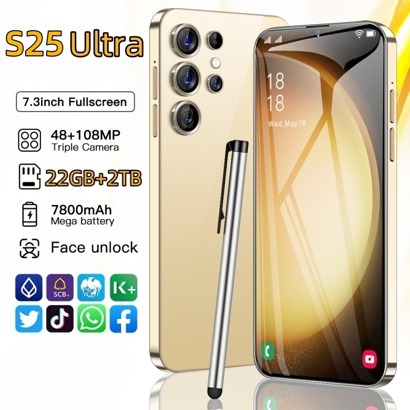 Jual S25 Ultra Mobile Phones 7.3 HD Screen SmartPhone Original 22GB+2TB ...