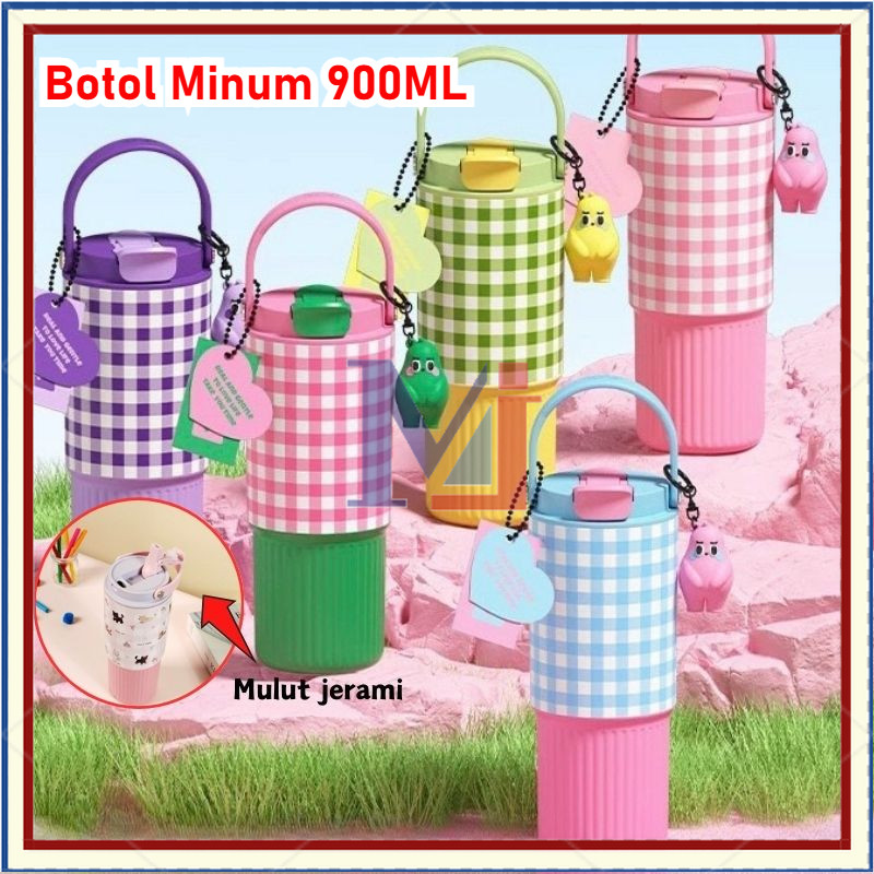 Jual 【COD】Botol Minum 900ml Thermos Aesthetic Handle Atas Model Tagi ...