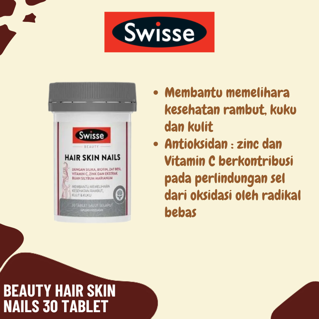 Jual Swisse Beauty Hair Skin Nails 30 Tablet - Multivitamin Suplemen ...