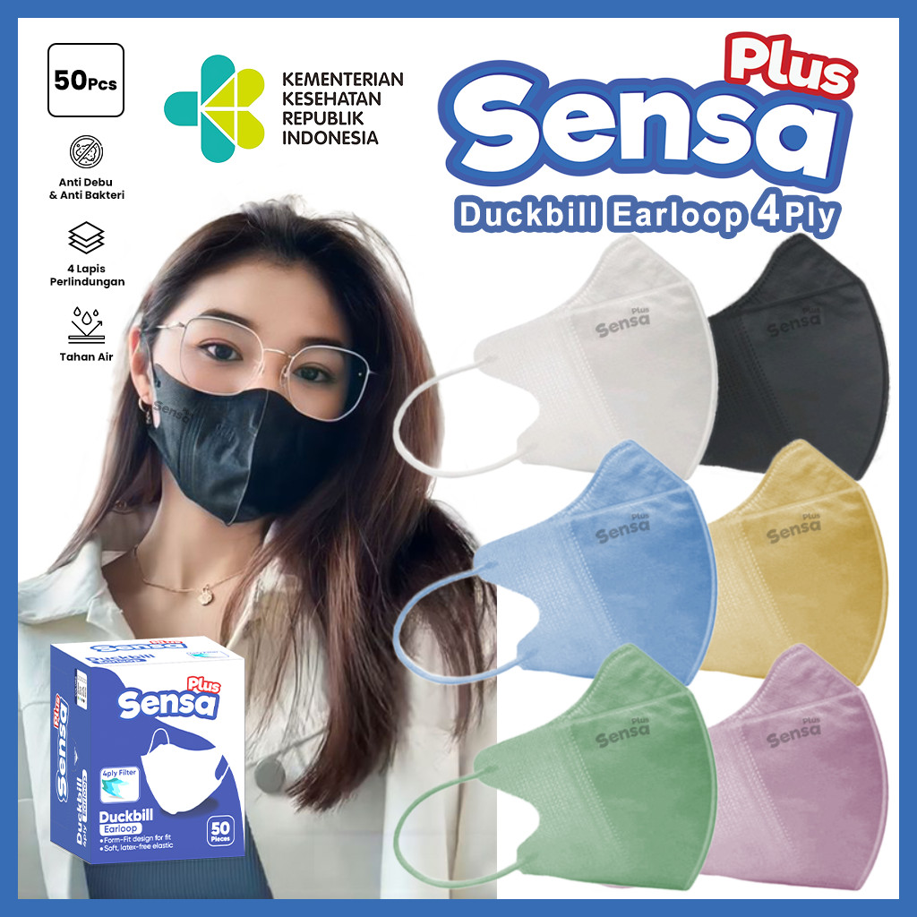Jual Masker Duckbill 4ply Earloop Sensa Plus isi 50pcs | Shopee Indonesia