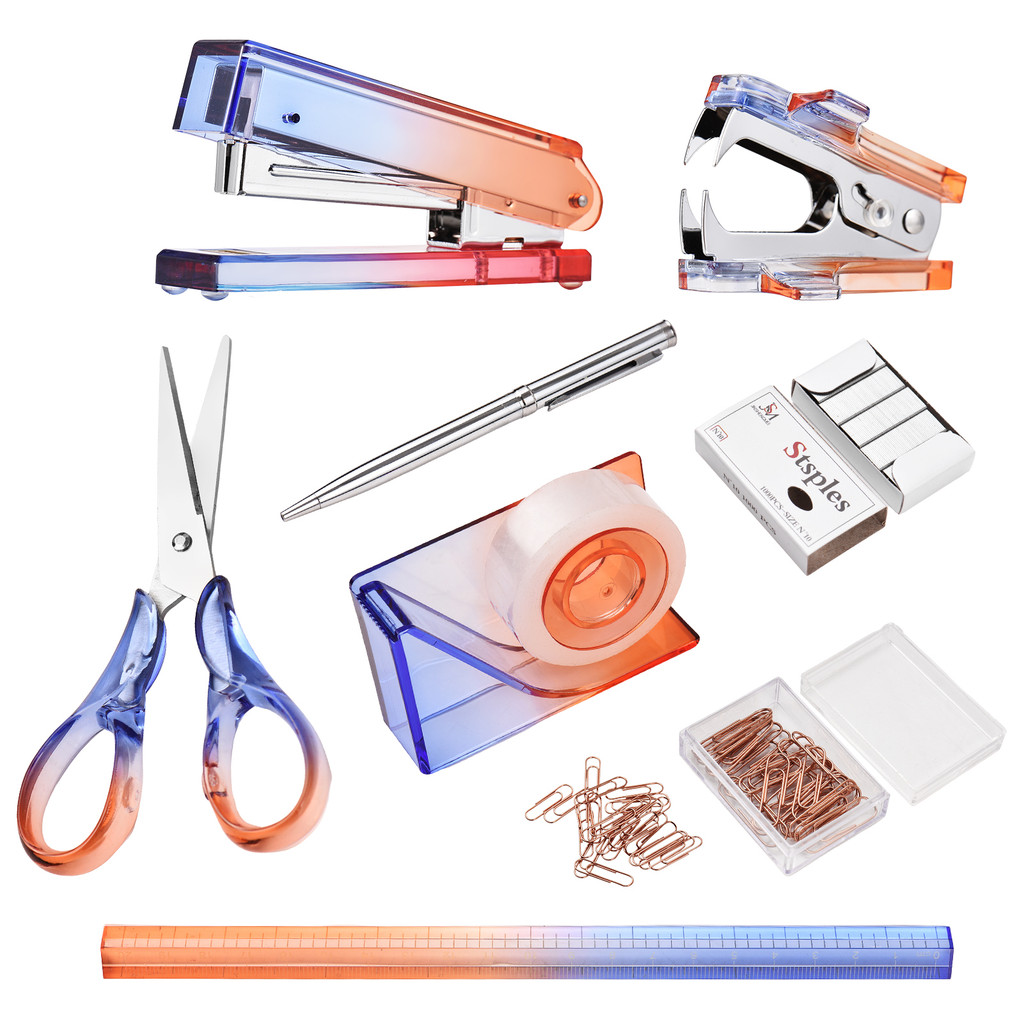 Jual 8PCS Desktop Stapler Tape Dispenser Scissors Set includes Paper ...