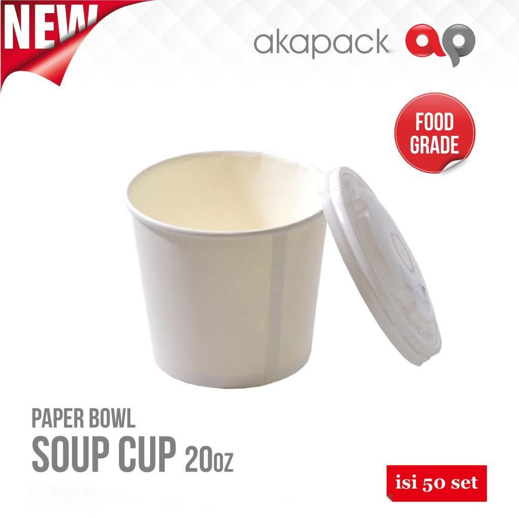 Jual Paper Bowl 20oz+tutup / Soup Cup 20Oz / Wadah makanan Styrofoam ...