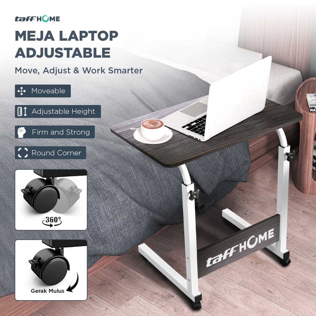 Jual TaffHOME Meja Laptop Lipat Adjustable dengan Roda Meja Laptop Roda ...