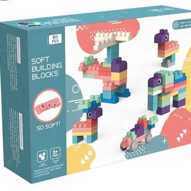 Lego Brick Soft Block Silicone Soft Building Balok anak Silikon Karet  Lembut Kreatifitas Motorik Bayi