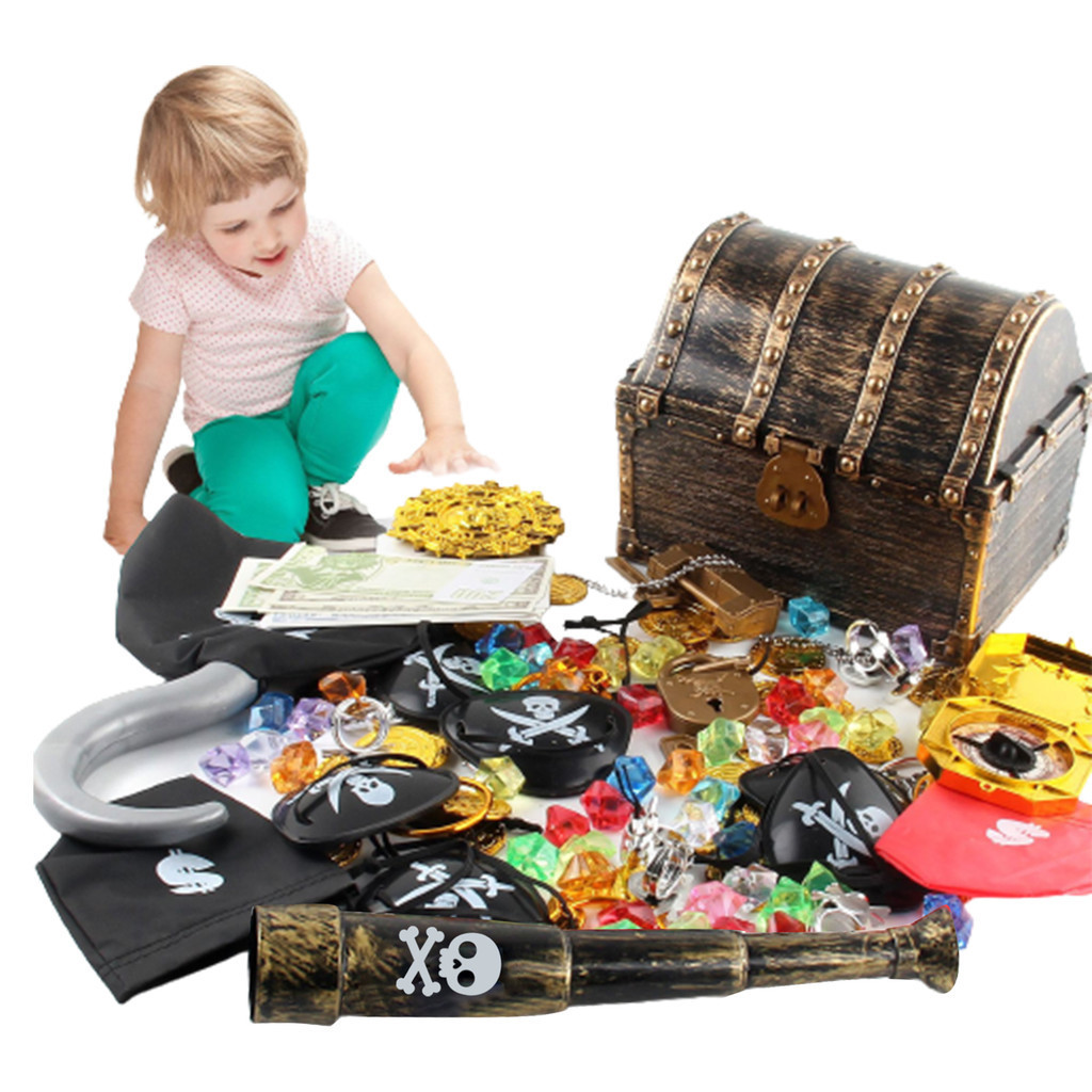 Jual 143pcs Plastic Gold Treasure Coins Captain Pirate Party Pirate ...