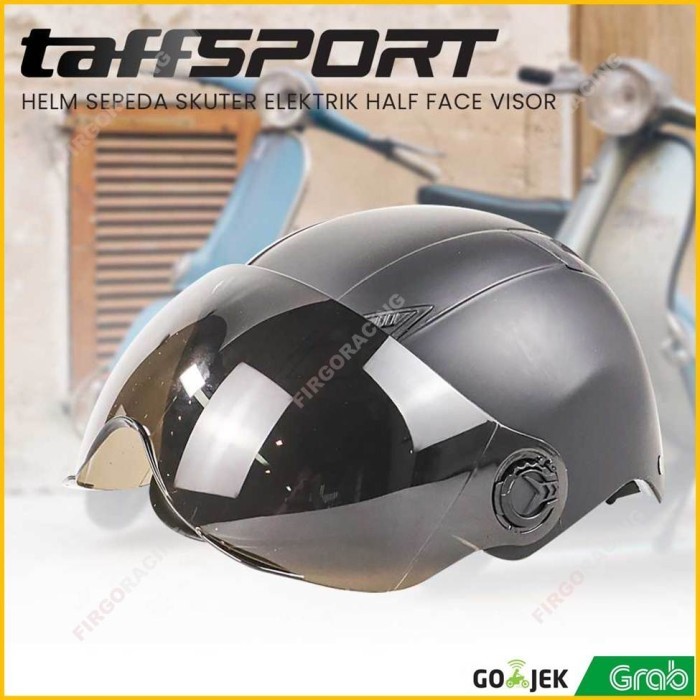 Jual Helm Sepeda Listrik Dewasa Half Face With Kaca Visor Shopee