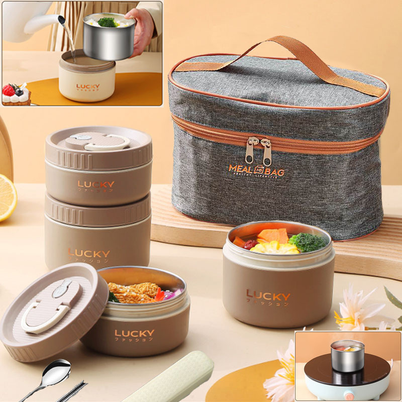 Jual Kotak Makan Portable Tahan Panas Sealed Round Stainless Lunch Box ...
