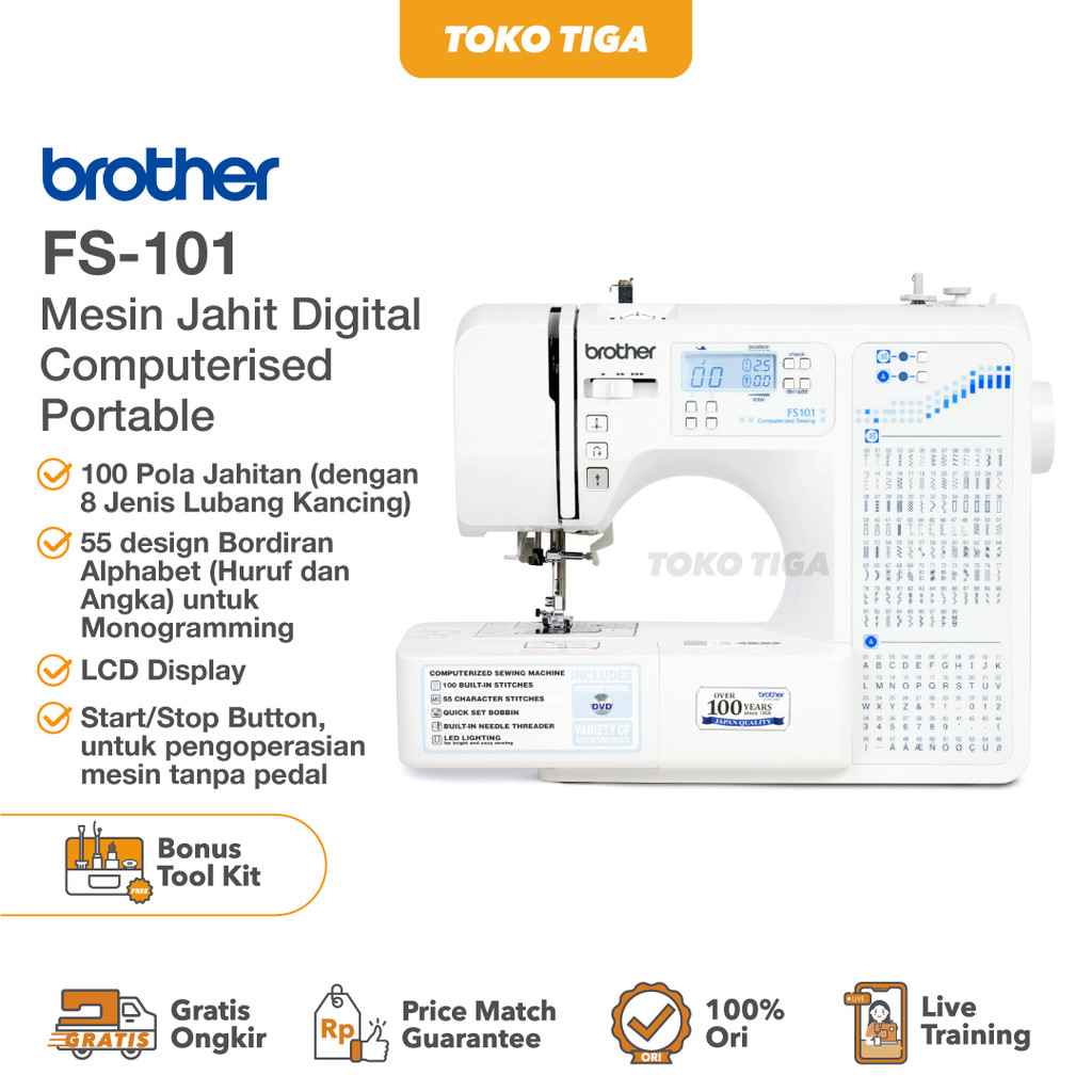 Jual Mesin Jahit Brother FS 101/FS101 Digital Computerised Portable ...