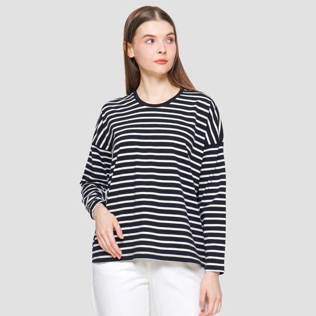 Stripe Print Kaos Casual 