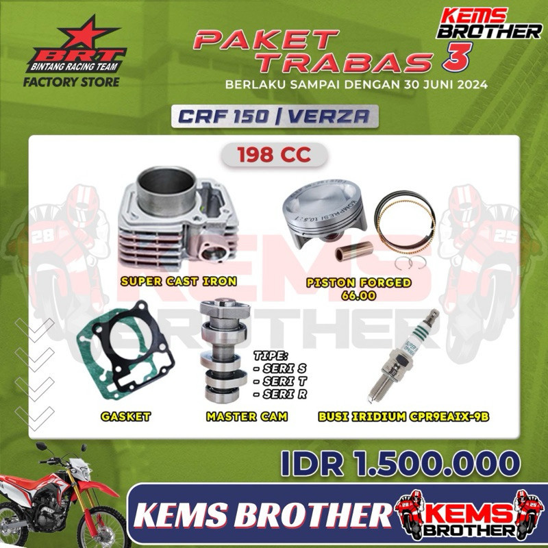 Jual Paket Brt Crf Verza Trabas Boreup Cc Cc Gratis Busi Racing Iridium Silinder