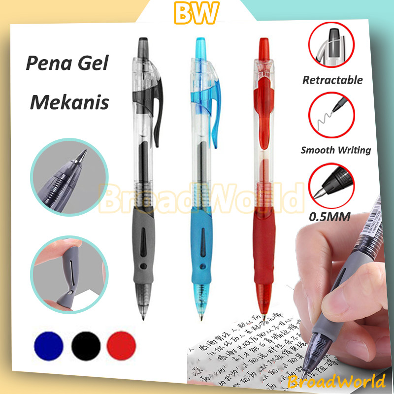 Jual Pulpen Gel Ink 0.5mm Standar /Pulpen Mekanik Pencet /Cetekan
