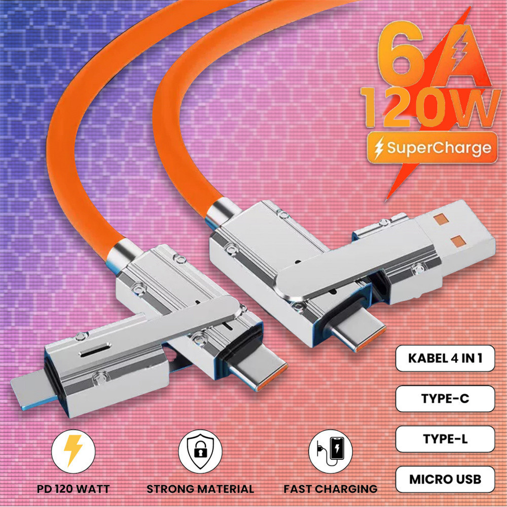 Jual 4 in 1 Fast Charging Type C Zinc Alloy Rotatable USB Cable Casan ...