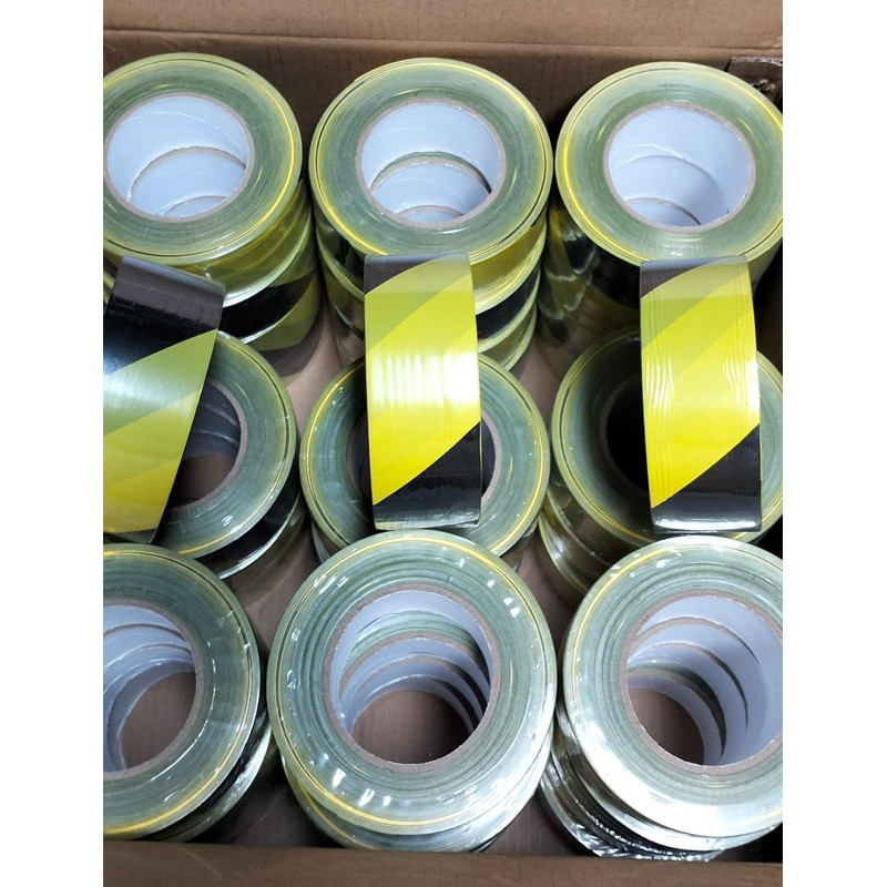 Jual Police Line Kuning Hitam / Garis Polisi Tanpa Lem 2 inch x 300 ...